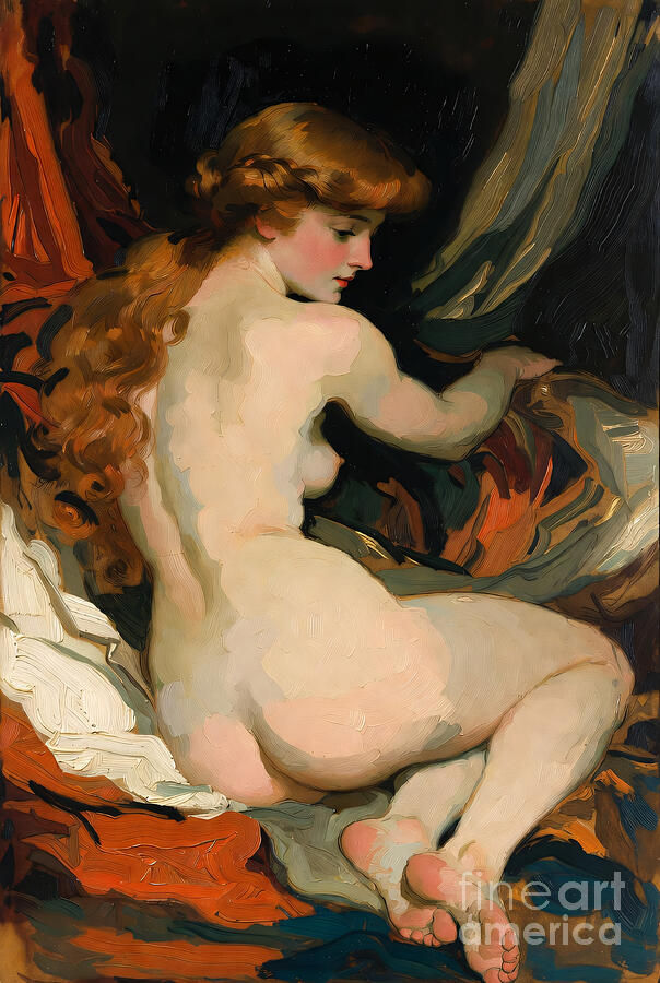 Redhead Female Nude Reclining — fine art nude photography print by Carlos V, Painting, Ethereal Bodies collection